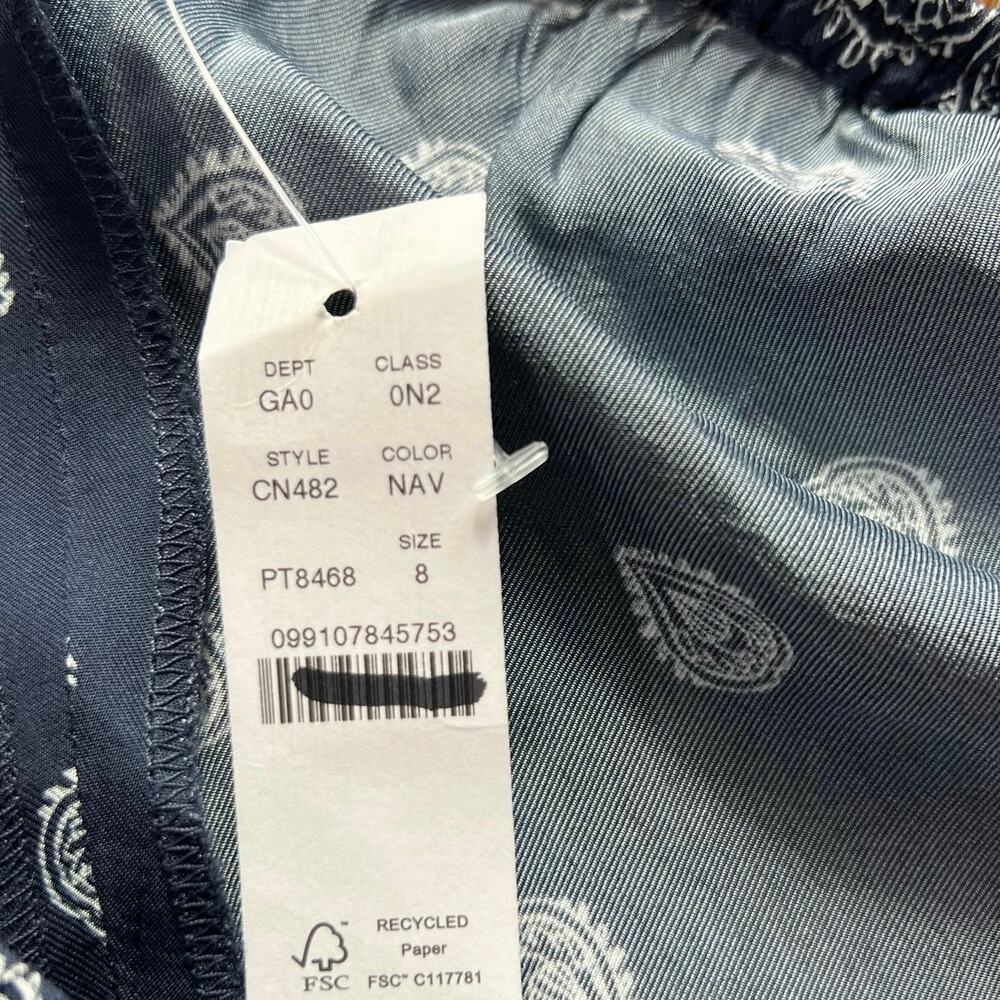 J. Crew Women's Jules Classic-Fit Pants In Bandana Print Navy Blue Size 8 NWT - Picture 9 of 12